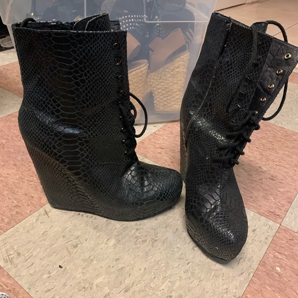 Matiko Snakeskin Wedge Booties - Picture 2 of 3